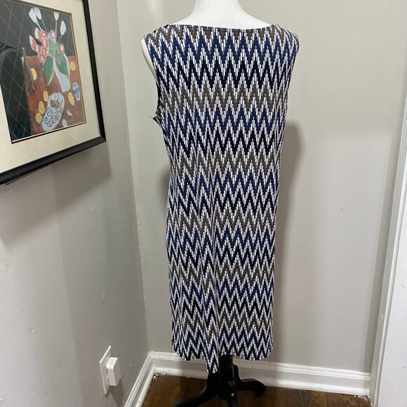 Vintage R & M Richard's Dress Size 14 Abstract Chevron Pattern Sleeveless - Picture 4 of 9